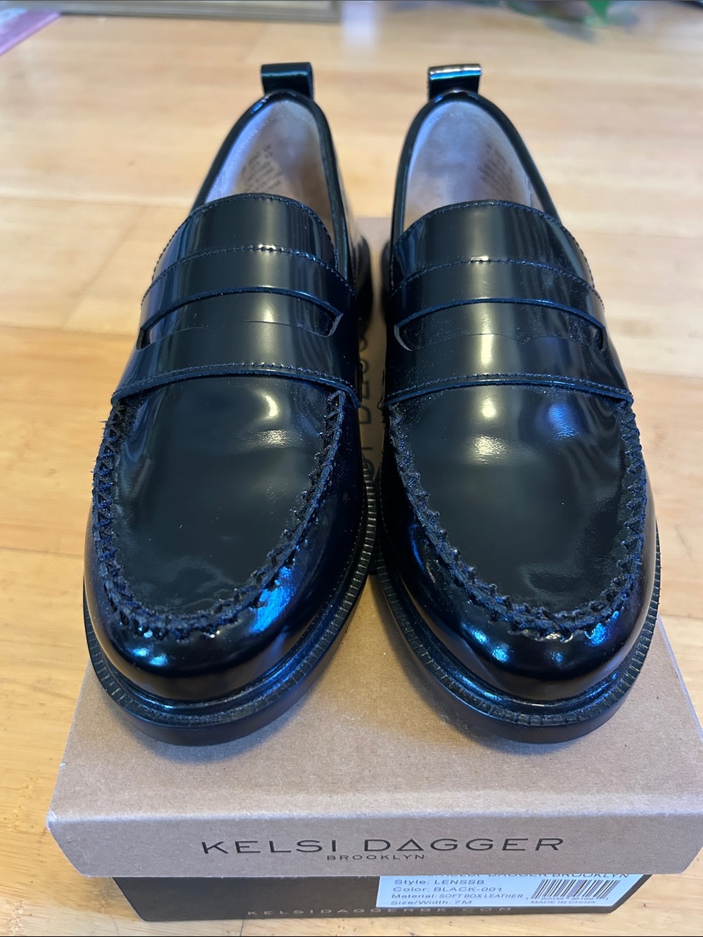 Kelsi Dagger Glossy Black Penny Loafers